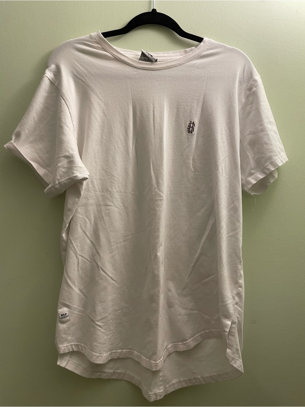 Men's White Self Hired Short-Sleeve Crewneck T-Shirt size XL